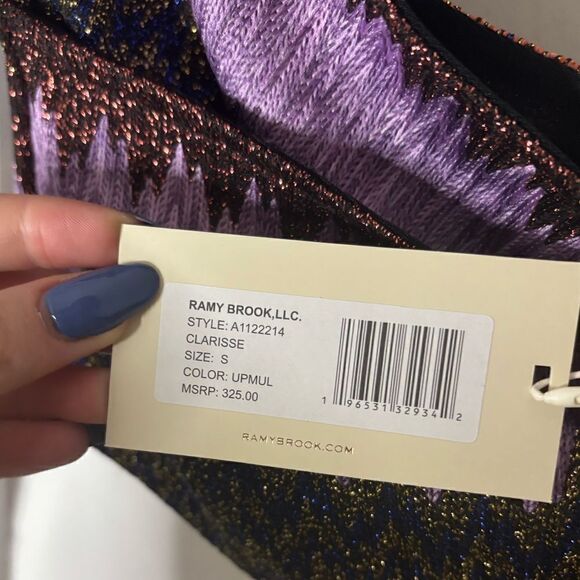 Ramy Brook Clarisse Sparkle Crop Top long sleeve size small NWT - Picture 5 of 6